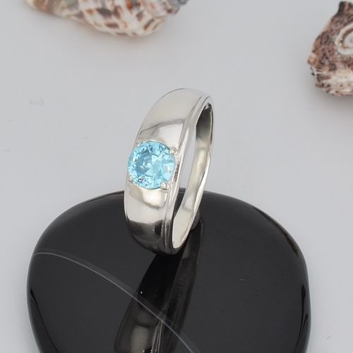 Ring Zirkonia blau 925 Silber Silberring W65