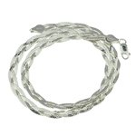Halskette Collier 925 Silber 3 fach geflochten glänzend flach 40 cm